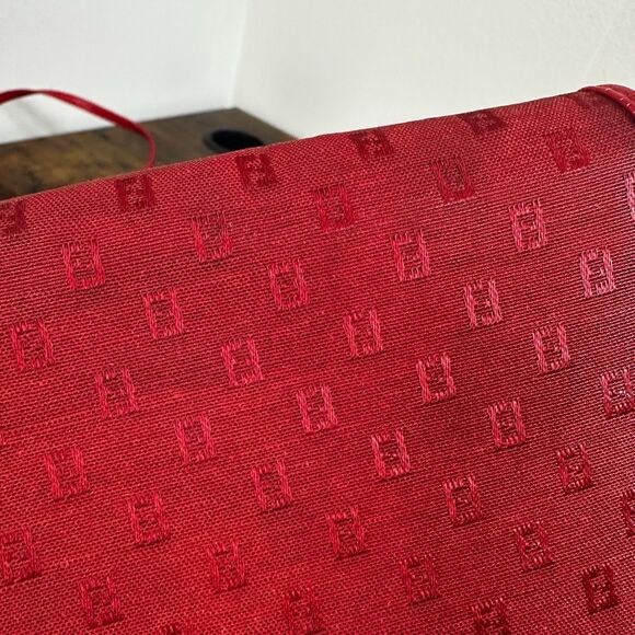 Fendi Red Monogram Logo Pattern Square Shoulder Bag Crossbody Purse Made In Ital - Picture 8 of 16